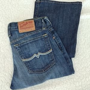 Lucky Brand slim bootcut basic blue jean simple embroidered pocket sz 2/26